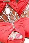 osceno Completa Cresciuto regno unito donna signora Sarah modellazione Topless all'aperto in calze a rete