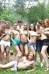 Avid orgy in the forest with amazing wiry beauties!