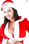 Buxom Euro girl Sha Rizel lets her severe hooters loose for Christmas