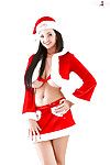 Buxom Euro girl Sha Rizel lets her severe hooters loose for Christmas