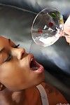 Swarthy gal gives oral sex for unmerciful sex cream in gullet