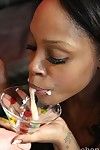 Ebony angel gives cocksucking for cruel cock cream in jaw