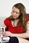 Teen subbie isanne is caught reading a newpaper by her mistre