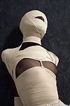Double lezdoms fettered and mummify their subbie beauty