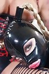 Sweet Latex Lucy engulfing strap-on pecker worn by passionate Kayla Untried