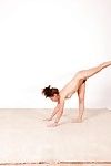 Agile curly diminutive babe in the excellent asanas