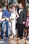 Concupiscent bride Allison Moore is attracted to foursome groupsex with well-hung stallions