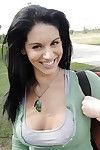 Titsy infant girlfriend Bella Reese shows her huge milk sacks outdoor