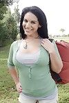 Titsy infant girlfriend Bella Reese shows her huge milk sacks outdoor