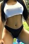 Dazzling latin chico doll Juliana undressing outdoor her fascinating major waste