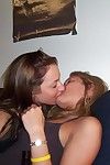 Nasty female-on-female fans making out in stomach of their partners