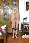 Nerdy blond doll amplifies naked and makes a massive penis expulse ball cream