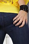 Erica Fox is revealing her unblemished anus in close up although wearing her jeans