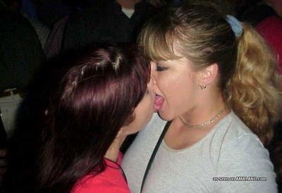 Hardcore lesbian lovers making out in public