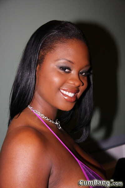 Brown model Brown Sugar takes ball cream loads on her pretty face from white males