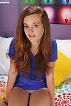 Crawling up on the bed amateur teen Marissa Mae spreads her young cunt