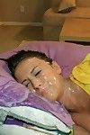 Extreme babe get facial stream of cum while sleeping