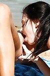 Young teen dyke Sara J sunbathing in stripped with lesbo girlfriend