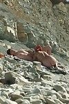 Lustful wifes getting loads of dick water on the beach