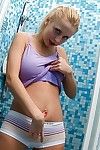 Juggy babe Amelie Doll taking shower and jacking off her hungry gash