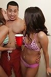 Hot girls with big tits have a groupsex party with a-hole drilling