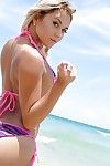 Teen babe Marsha May removes bikini on beach to bare phat arse and big boobs