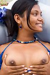 Brown Indian teen Asha Kumara naked in a tiny blue bikini