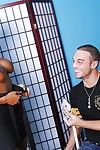 Ebony whore Lisa Belize gains her shaved cunt slammed hardcore by a white cock