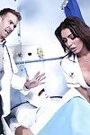 Vastly hot nurse fucks a concupiscent doctor and takes cum on her big tits
