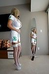 Spry mellow vixen in stockings obtains rid of her sexy nurse uniform