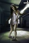 Cosplay featuring walking dead zombie in nurse uniform naked