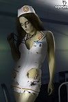 Косплей с Прогулки Мертвые зомби в Медсестра униформа Голые