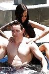 Outdoor sex at the pool features brunette chick Brandy Aniston