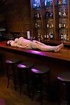 Sexy hooker gets bound whipped  drilled by lesbian bartender