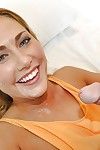 Tied babe gets her hairless cunt boned-up for cum on her smiley face
