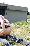 Chubby MILF in black  Veronika G gets slammed outdoor