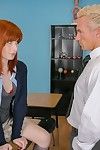 Redhead schoolgirl Sadie takes a huge rod in her tight mouth
