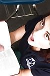 Tattooed redhead schoolgirl obtains shagged for sex cream on her tongue and titties