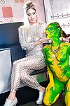 Kinky cosplay models Eva Parcker and Tiffany Hottie go angel on angel