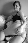 Masturbating gal in ebony and white photos