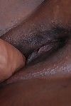 Obese black fatty Minxx eating jizz right after spunk flow on shaved pussy
