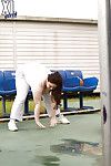 Raunchy fatty Monique L\'Amour doing sport exercises before getting fucked