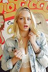 Attractive blonde teenager Alli Rae stripping uncovered for 1st time