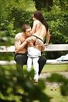 Lusty girl gets caught on camera smoking and tasting some cum outdoor