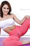 Latina hottie Liv Aguilera goes down yoga pants down around ankles and feet