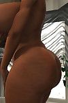 Rounded 3d ebony babe undressing and washing her severe boobs