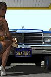 Mammut petto 3d autolavaggio Angelo pose nudo mentre Auto Pulizia a gas Stazione