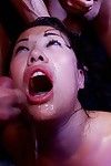 Lovely oriental stripper benefits from gangbanged by group of pervy guys