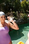 Busty swimmer Bella Blaze nude down and fucked in the pool