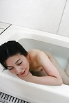 Fuckable Japanese mature lassie taking bath and exposing her goods